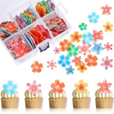 Imagem de 314 peças de flores topos de cupcake de bolo de casamento wafer flores cupcake topos de festa de aniversário decoração de alimentos tamanho e cores mistas para chá de bebê festa de aniversário