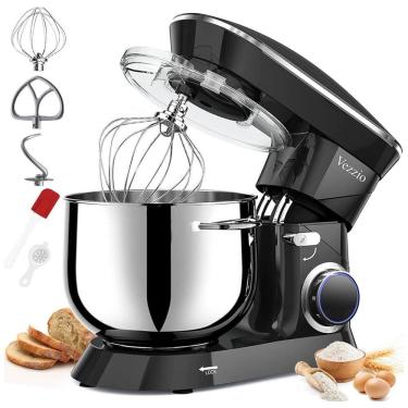 Imagem de Batedeira 8,9L com 10 Velocidades, Tigela de Aço Inoxidável e Acessórios, 110V 660W, Vezzio, Preto
