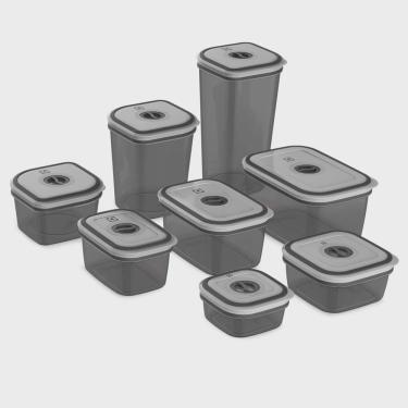 Imagem de Potes Herméticos de Plástico Cinza Escuro com 8 Unidades - Electrolux