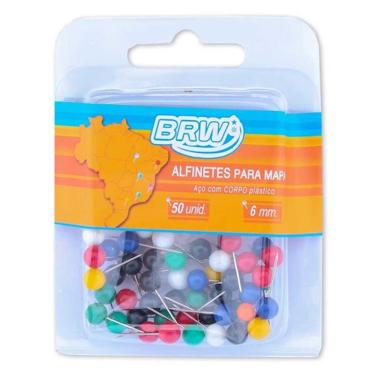 Imagem de 50 Alfinetes Coloridos brw- Para Mapas- Quadro Cortiça -6mm