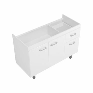 Imagem de Gabinete Balcao p/ Fogao-Pia 120cm Gav/Dir Branco - Montado