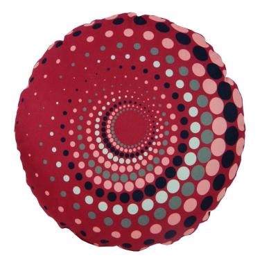 Imagem de Almofada Redonda Ravi Cheia Indiana Em Tons Cereja 40x40cm Tecido Estampa: cereja E Preto