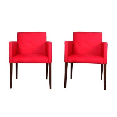 Imagem de Kit 2 Poltronas Nina Executiva Em Tecido Sintético - Vermelho - Cor: Vermelho