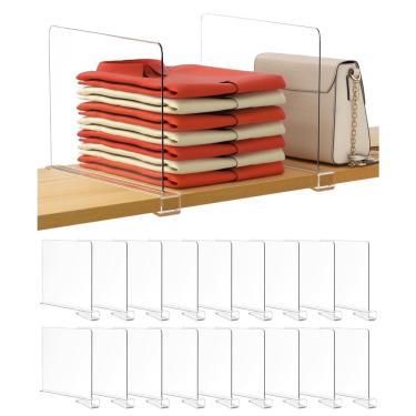 Imagem de Divisórias de prateleira HBlife Clear, 30 cm de altura, pacote com 18 unidades