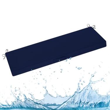 Imagem de downluxe Almofada de banco externa à prova d'água, almofadas de móveis de pátio de 121 x 45 cm com laços ajustáveis e alça portátil, almofadas de balanço de varanda, almofadas de banco para móveis de