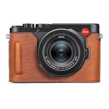 Imagem de MUZIRI KINOKOO Capa Para Câmera Leica D-Lux 8 - De Couro Genuíno Estilo Retrô Com Meia Proteção D Lux 8/D-Lux8 Fundo Abertura E Design Alça Marrom
