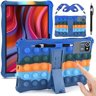 Imagem de DETUOSI Capa para tablet de 11 polegadas compatível com COLORROOM Android 14, AOCWEI X800, com alça de ombro e caneta Stylus, capa protetora multiângulo para TECLAST P50, azul escuro deslumbrante