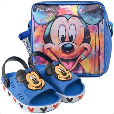 Imagem de Kit Sandália Babuche Infantil Calce Fácil Com Lancheira Disney Meninos
