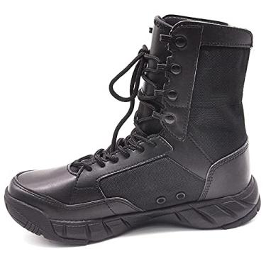 Imagem de Botas de combate masculinas, botas militares táticas do deserto, exército segurança na selva, podem ser usadas para caminhadas, sapatos, sapatos táticos, botas serviço(Black leather,46 EU)