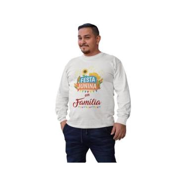 Imagem de Camiseta manga longa blusa de frio Arraiá festa junina em familia Bran