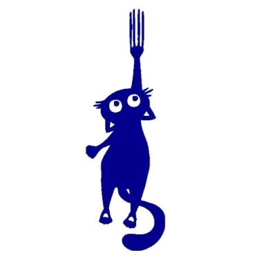 Imagem de Adesivo gato arranhando porta pet cat carro e moto 15x05cm (Azul)