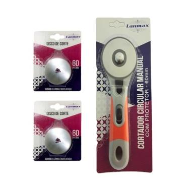 Imagem de Cortador Circular Manual Lâmina 60mm + 2 Discos Refil Cabo Emborrachado LM-60 Com Protetor Ideal Para Trabalhos Em Tecido, Papel, Eva E Mais