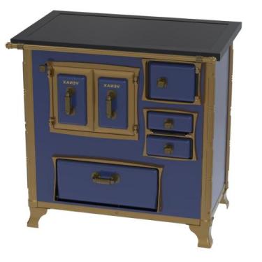 Imagem de Fogao a Lenha Venax GII n 1 Renaissance Premium Azul, SAIDA ESQUERDA