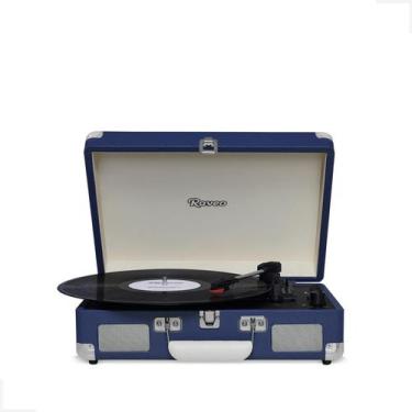 Imagem de Vitrola Raveo Sonetto Chrome Navy Toca Discos Bluetooth Grava USB Bivo