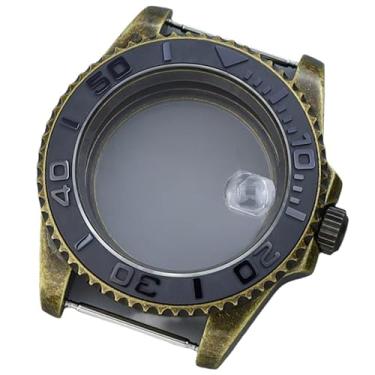 Imagem de FEIYASHI Caixa de relógio de 40 mm de vidro de cristal de safira conjunto de anel de cerâmica para movimento Nh34 Nh35 Nh36 Nh38 8215 2824, Moldura de cerâmica preta da caixa de bronze, 8215 Movement