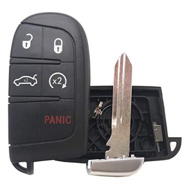 Imagem de Capa de chave inteligente com controle remoto de 5 botões adequada para Jeep Grand Cherokee, Dodge Challenger, carregador Dart Durango Journey Chrysler 300, entrada sem chave (preto)