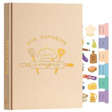 Imagem de Lanpn Caderno de receitas em branco B5 para 70 receitas, capa de couro, impermeável, vazio, caderno de culinária para escrever em suas próprias receitas, livro de receitas com adesivos para organizar