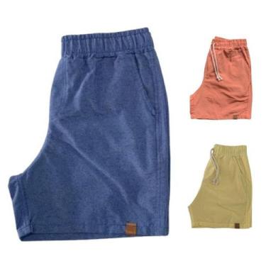 Imagem de Kit 3 Shorts Mauricinho Plus Size Fio Tinto Linho 3 Bolsos - Genérica,
