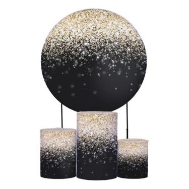 Imagem de Kit Painel de Festa Redondo 1,50m, Trio de Cilindros e Painel Romano P