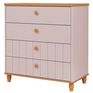 Imagem de Cômoda Bebê Retro Cupcake Permobili 4 Gavetas MDF, Rose Nature