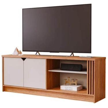 Imagem de Rack Volpi para TV até 55 Polegadas 2 Portas Permobili Cor Cinamomo Off White