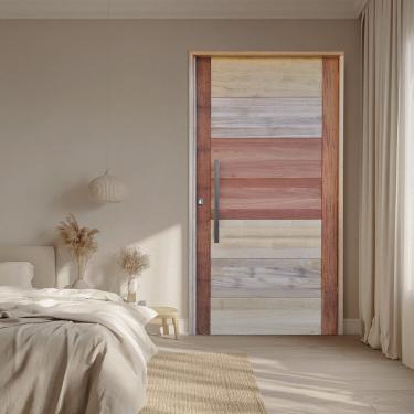 Imagem de Porta Pivotante Mista Batente Misto 14 Puxador Barra Chata 110cm X 210cm Direito 3B