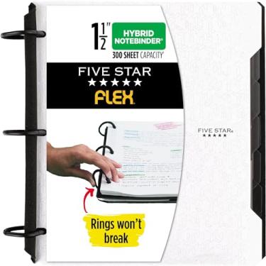Imagem de Fichário híbrido flexível NoteBinder Five Star, fichário de 3,8 cm, caderno e fichário dois em um, branco (29324AE2)