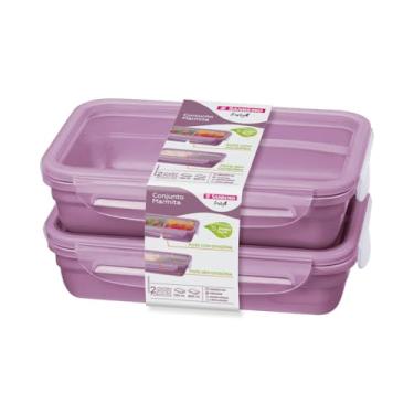 Imagem de Sanremo - Conjunto com 2 Potes Marmita Plástico, Sendo 1 de 730ml com Divisória e Outro de 820ml sem Divisória, Linha Freshy, Cor Açaí