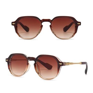 Imagem de VFDHN Óculos de sol de armação pequena retrô feminino redondo para homens uv400 metal (4)