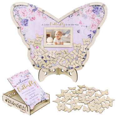 Imagem de 80 peças alternativas de livro de visitas para chá de bebê com moldura de foto livro de visitas para chá de bebê, livro de visitas revelar gênero livro de visitas para chá de bebê, placas de festa de