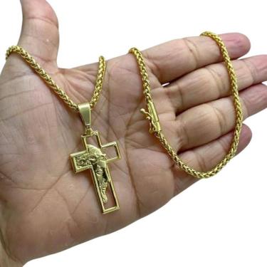 Imagem de Cordão 5Mm Peruano + Pingente São Jorge - Banhado A Ouro