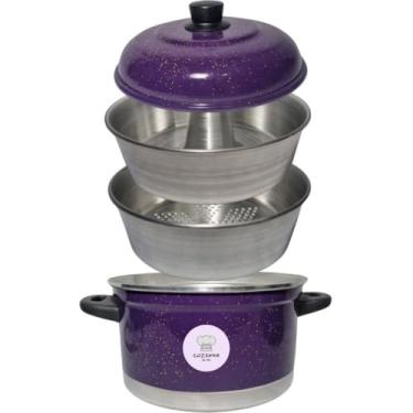 Imagem de Panela 3 em 1 Cozinha a vapor Legumes Pudim Alumínio Multiuso(ROXO)