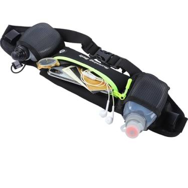 Imagem de AXEN Cinto de hidratação para corrida – cintura ajustável para maratona, triatlo e caminhadas | Design refletivo de segurança e bolso para telefone, Cintura