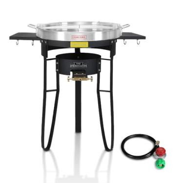 Imagem de Concord The Herdsmen Conjunto de queimadores roadster de ferro fundido de aço inoxidável com propano único. Ótimo fogão externo para discada, tacos, vendedor ambulante, etc... (preto fosco)