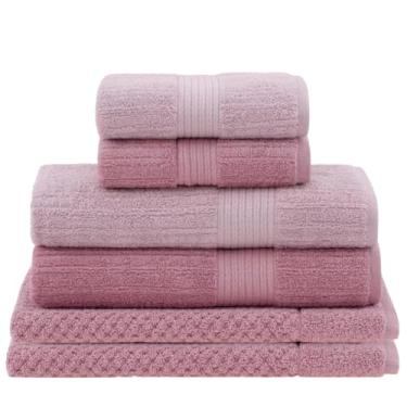 Imagem de Toalha de Banho Buddemeyer Banhão Jogo 6 peças Algodão Fio Penteado (Rosa Claro e Rosa Escuro)