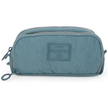 Imagem de Estojo Escolar Up4You Zíper Triplo Tecido Crinkle Azul