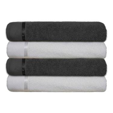 Imagem de Kit 4 Toalhas Banhão Gigante Glamour 500g - Supe Macia (Mista(preta e branca))