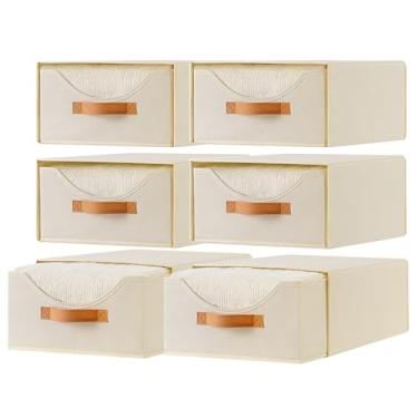 Imagem de Baesyhom 6 gavetas de armário e caixas de armazenamento de roupas de tamanho grande gavetas empilháveis de prateleira empilháveis com janela transparente organizadores de armário para quarto, sala de