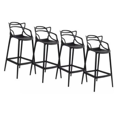 Imagem de Kit com 4 Banqueta Alta Allegra Masters 100% Polipropileno PRETA - DEC