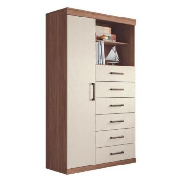 Imagem de Cômoda Multiuso 6 Gavetas 1 Porta Suzhou Jatobá Areia - CASA H