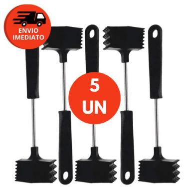 Imagem de Martelo Amaciador Carne Batedor Duplo Aço Inox Cabo Plástico 25cm Cozi
