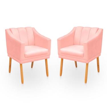 Imagem de Kit 2 Poltronas Cadeira para Sala Confortável e Moderna Mila Suede (Rosa Bebe)