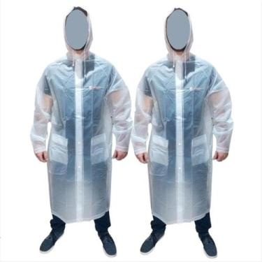 Imagem de Kit 2 Capa De Chuva Transparente Capuz Plus Size Tamanho G com bolso u