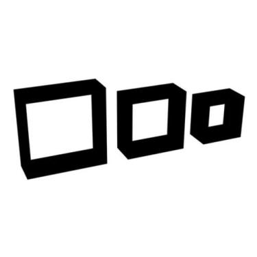 Imagem de Kit 3 Nichos Decorativo Dicarlo Mdf Quadrado Casa Escritório,  Preto