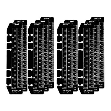 Imagem de Pacote com 10 réguas pretas de polipropileno para planejador pessoal de fichário tamanho A6 com 6 anéis, régua de encaixe e marcador de página divisor de página de medição de régua de hoje