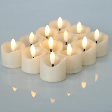 Imagem de Pequena vela votiva de LED sem chamas operada por bateria, luz de chá noturna falsa realista brilhante, cintilante, elétrica, Halloween, abóbora, Natal, festa de casamento, centros de mesa, decorações