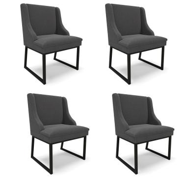 Imagem de Cadeira Sala De Jantar Industrial Preto Kit 4 Liz Bouclê Grafite D03 - D'rossi