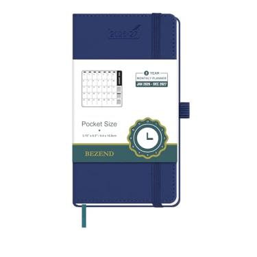 Imagem de BEZEND Agenda mensal 2026-2027, calendário de bolso de 2 anos para bolsa de 8,9 cm x 16,5 cm, funciona de janeiro de 2026 a dezembro de 2027, papel 100 GSM, bolso de armazenamento, laço para caneta e