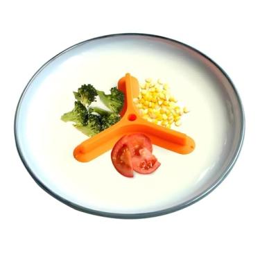 Imagem de HOMOMSAE Divisores de placa de silicone 3 em 1 (5,9 polegadas) livre de BPA, seguro para micro-ondas e lava-louças – Divisória flexível para lancheira infantil, comedores exigentes, viagens (laranja)