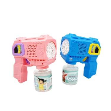 Imagem de Pistola de Bolhas de Sabão Automática, Rosa e Azul, com Luzes LED, 14,5 x 15 cm (Rosa)